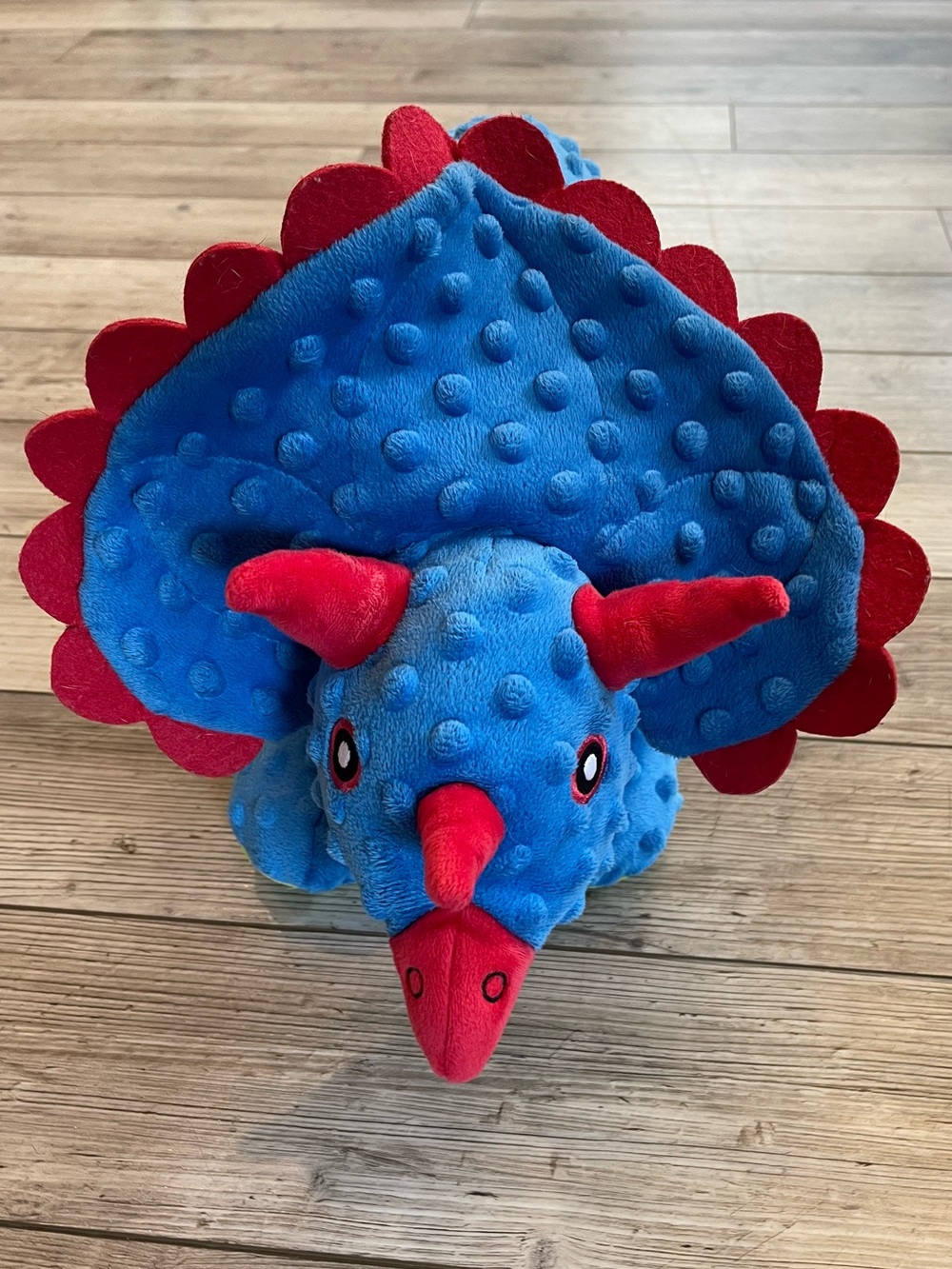 goDog | Dino Frills Triceratops Squeaky Plush Dog Toy